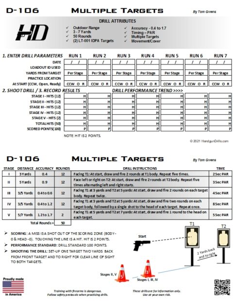 D-106 Multiple Targets by Tom Givens - HandgunDrills.com